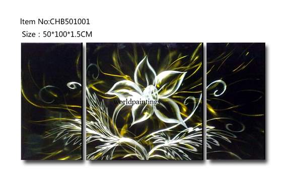 ציור אלומיניום פרח בגוונים שחור לבן וצהוב : image 1