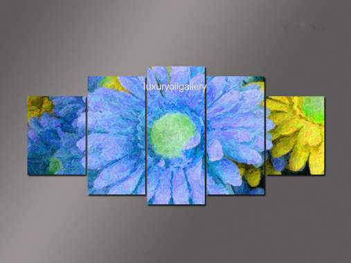 ציור חמישה חלקים פרח כחול  : image 1