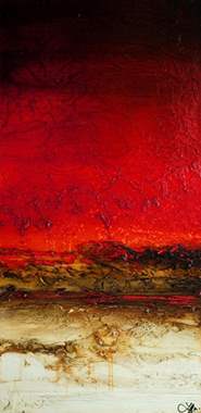 ציור שמן מופשט אדום בוהק וחום : image 1